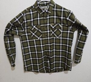 DIXXON Men's Olive and Black Plaid Shirt